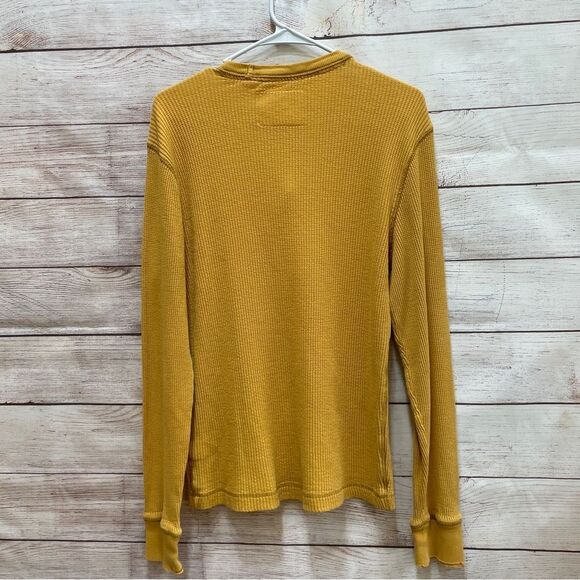 AEROPOSTALE THERMAL WAFFLE KNIT SHIRT IN MUSTARD YELLOW - Picture 6 of 6
